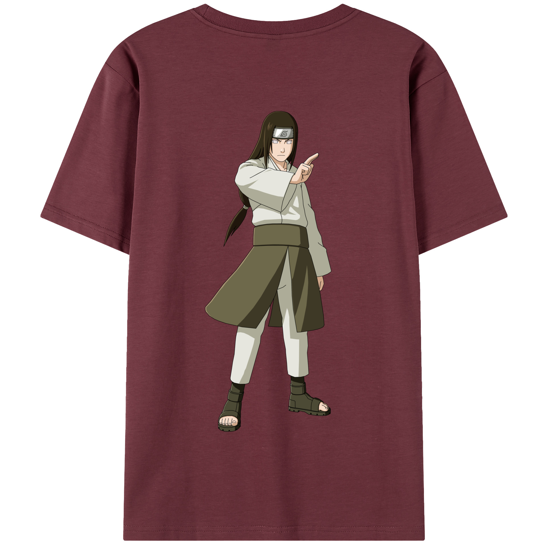 （画像用） NARUTO -ナルト- 日向ネジ Hyūga Neji 綿100％半袖Tシャツ（背面プリント）